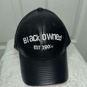 Black leather baseball cap